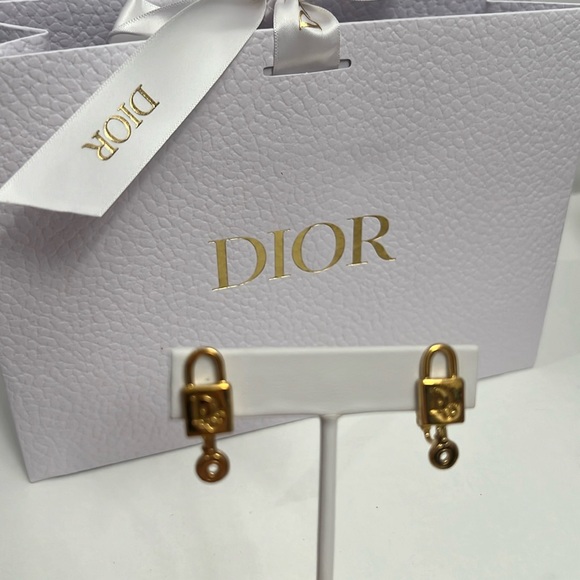 DIOR Gold Lock & Key Earrings - Picture 1 of 4